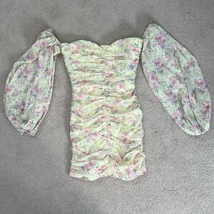 House of CB Giovanna lemon floral ruched corset dress